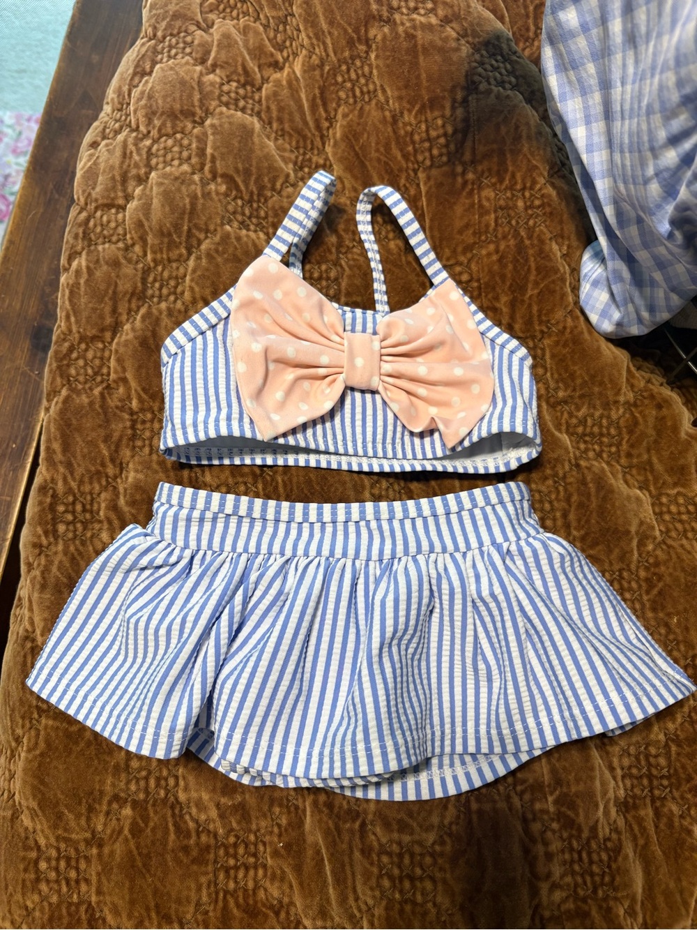 Ruffle Butts Blue and Pink Striped Bikini